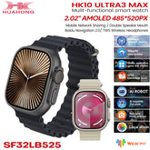 Reloj inteligente HK10 Ultra 3 con pantalla AMOLED de 2,02", ROM de 1 GB, compatible con música local, conexión TWS